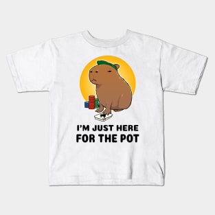 I'm just here for the pot Poker Capybara Kids T-Shirt